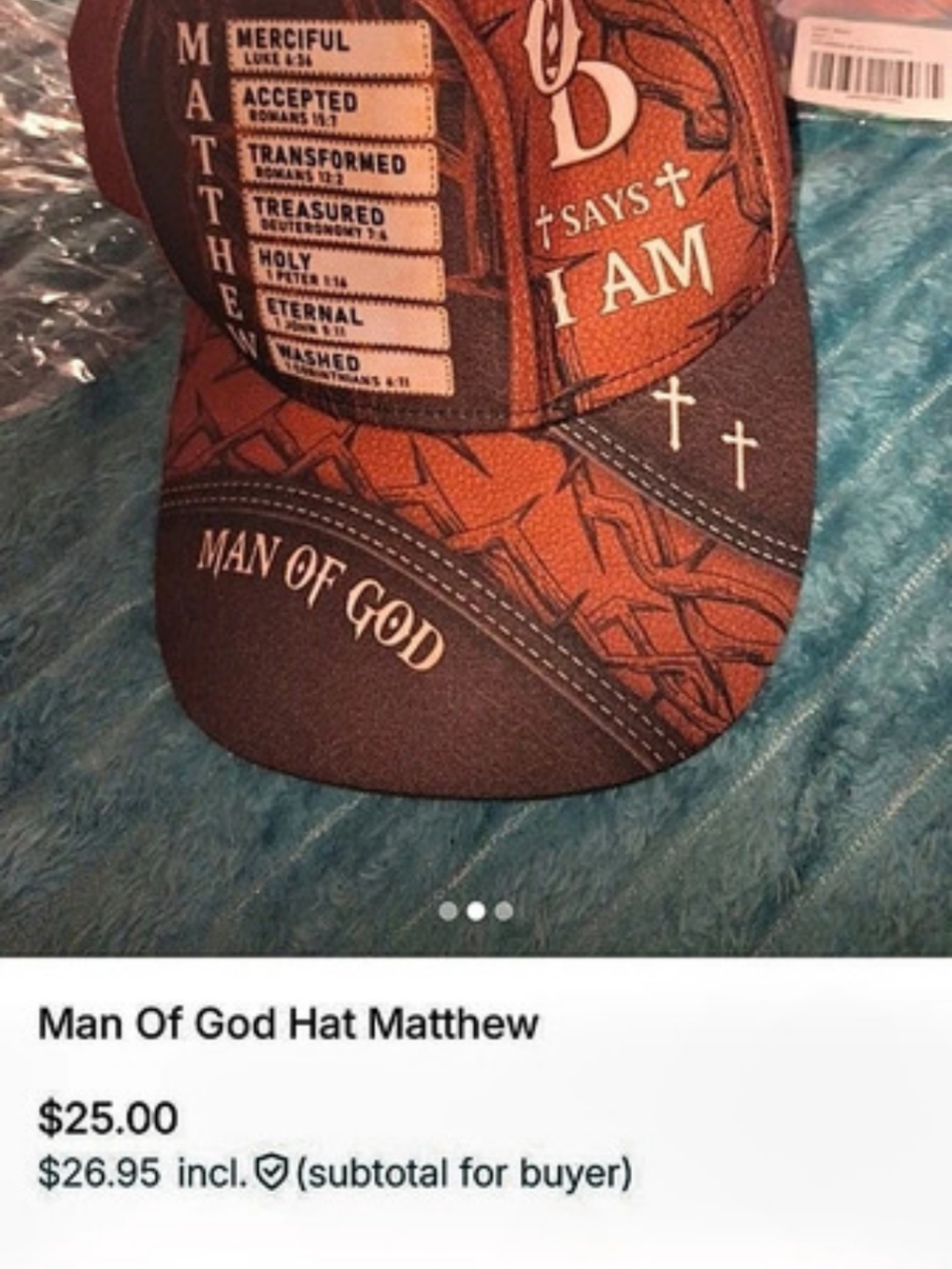 Man of God Hat Matthew Red Black Hat Like New